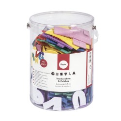 Set Rayher, litere si cifre din cartin buretat, adezive, grosime 2 mm, 300/set Set Rayher, litere si cifre din cartin buretat, adezive, grosime 2 mm, 300/set