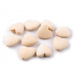 Margele lemn natur, inima, 20mm