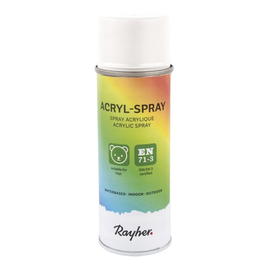 Vopsea acrylica Spray, Rayher, cantitate 200 ml, culoare alb