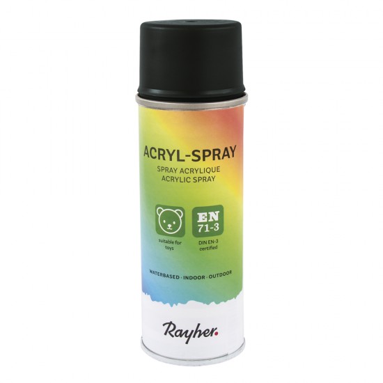 Vopsea acrylica Spray, Rayher, cantitate 200 ml, culoare negru