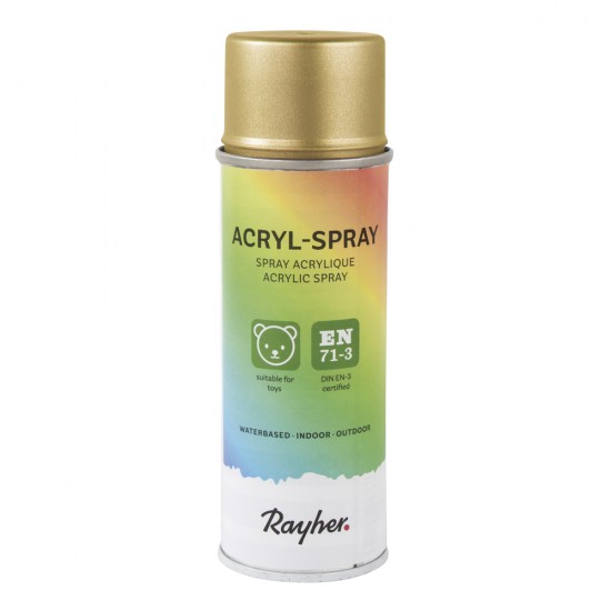 Vopsea acrylica Spray, Rayher, cantitate 200 ml, culoare auriu