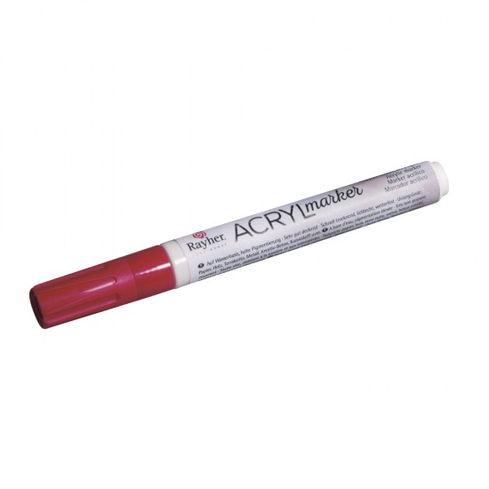Marker acrylic Rayher, varf rotund de 2-4 mm, cu ventil, culoare rosu cires