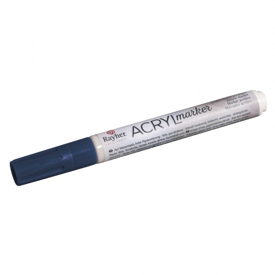 Marker acrylic Rayher, varf rotund de 2-4 mm, cu ventil, culoare albastru regal