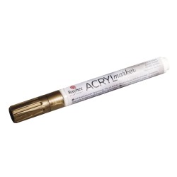 Marker acrylic Rayher, varf rotund de 2-4 mm, cu ventil, culoare auriu