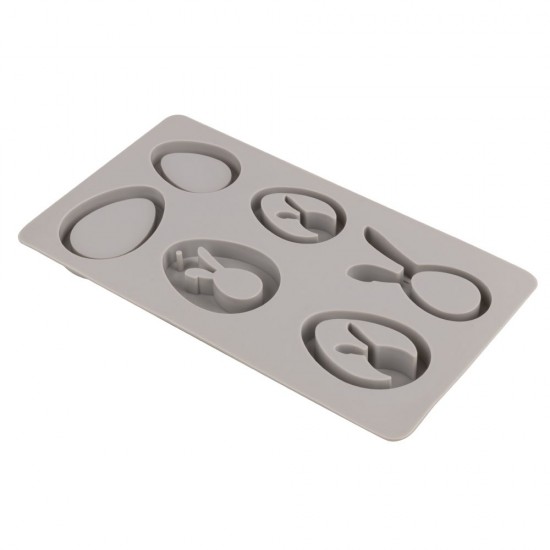 Matrita silicon Oua + Pandantiv Iepure 14,5x26x1,5cm, 6 forme,  Rayher