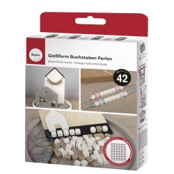 Matrita silicon pentru margele cu alfabet inclusiv numere, 42 de margele, 10x10mm