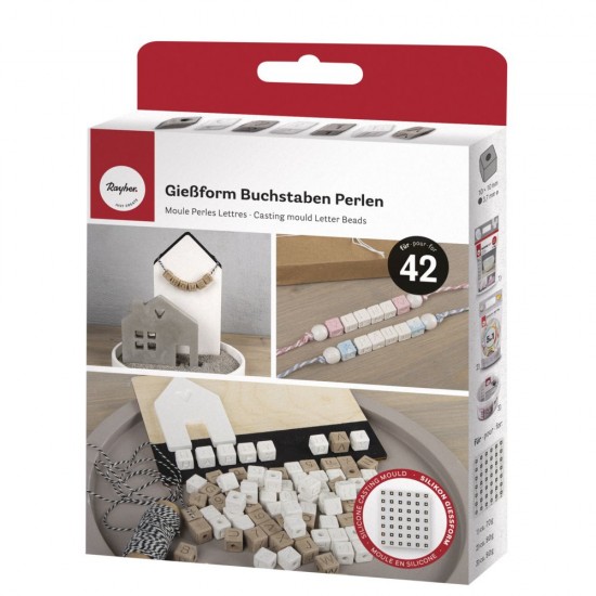 Matrita silicon pentru margele cu alfabet inclusiv numere, 42 de margele, 10x10mm