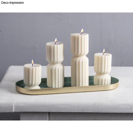 Matrita silicon pentru lumanari canelate, rasucite ø4.6x15cm, suport metalic pentru fitil,Rayher