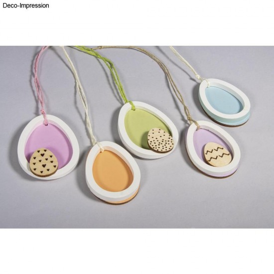 Kit 2 matrite silicon Iepure și Ou , 24 oua lemn, 3m snur, Rayher