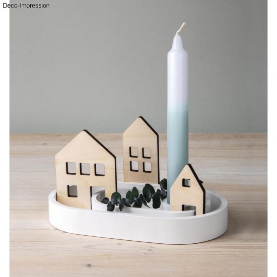 Kit 2 matrite silicon pentru praf ceramic Raysin : ovala si casute, Rayher, inclusiv 4 casute lemn