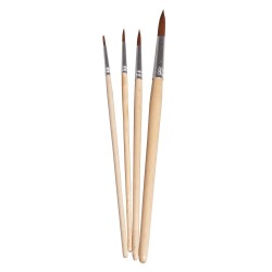 Pensula Rayher, scoala, par sintetic, varf ascutit, FSC 100%, 4buc/set Pensula Rayher, scoala, par sintetic, varf ascutit, FSC 100%, 4buc/set