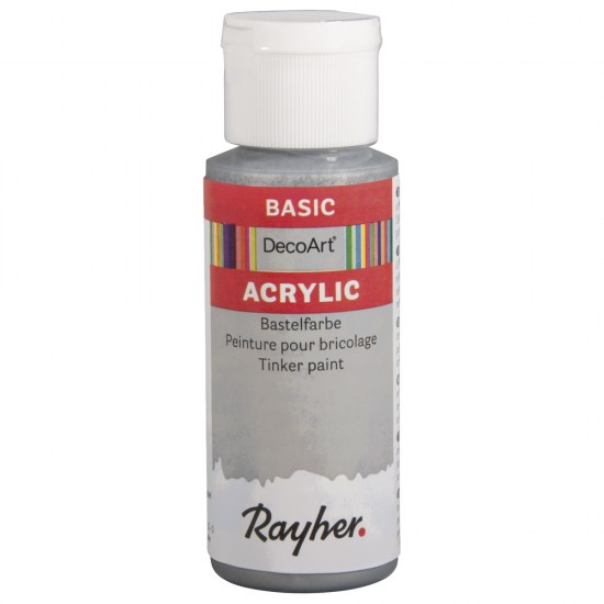 Vopsea acrilica Rayher Basic, brilliant silver, 59 ml