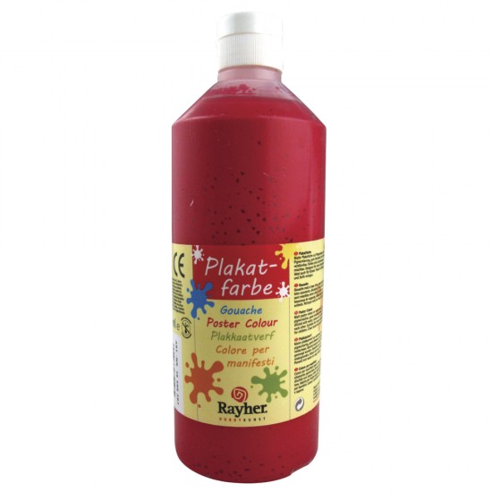 Vopsea Rayher, flacon de 500 ml, ideala pentru copii, culoare rosu clasic