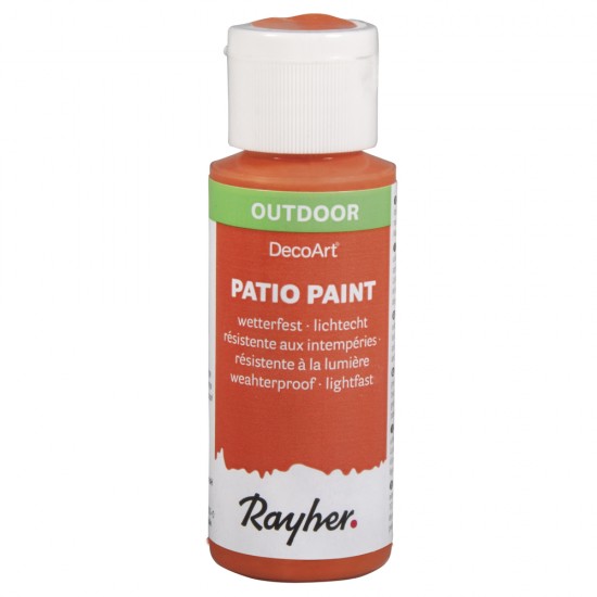 Vopsea acrylica Rayher, pentru exterior, rezistenta la intemperii praf, raze UV, flacon de 59 ml, culoare portocaliu