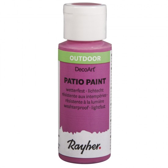 Vopsea acrylica Rayher, pentru exterior, rezistenta la intemperii praf, raze UV, flacon de 59 ml, culoare hot-roz