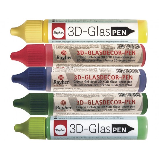 3D Glass Pen, Rayher, efect 3D transparent, pentru sticla, 30 ml - DIVERSE CULORI