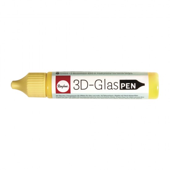 3D Glass Pen, Rayher, efect 3D transparent, pentru sticla, 30 ml - Galben