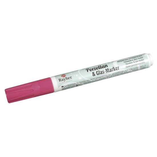 Marker Rayher pentru portelan si sticla, 1-2 mm, culoare roz