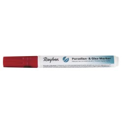 Marker Rayher pentru portelan si sticla, 1-2 mm, culoare rosu cires