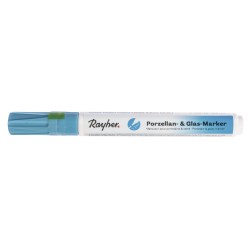 Marker Rayher pentru portelan si sticla, 1-2 mm, culoare azur
