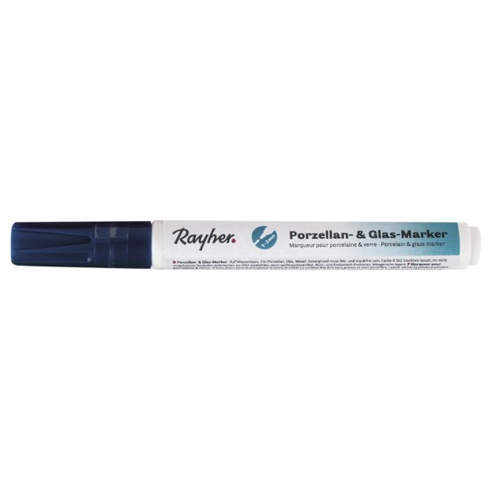 Marker Rayher pentru portelan si sticla, 1-2 mm, culoare albastru inchis
