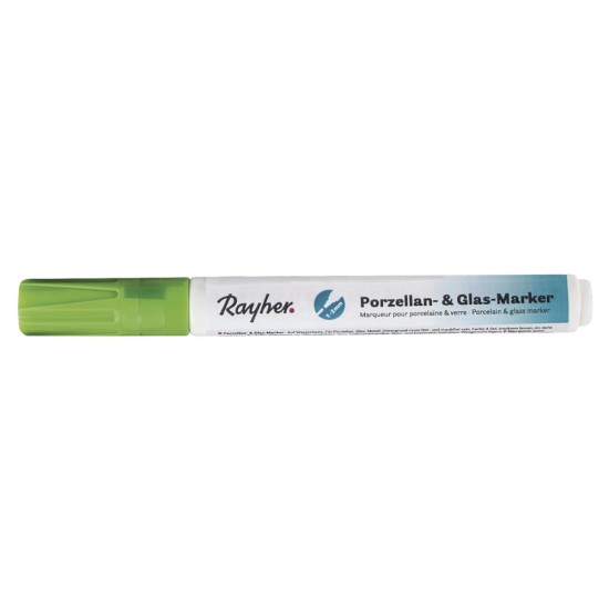 Marker Rayher pentru portelan si sticla, 1-2 mm, culoare verde mar