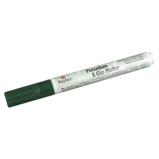 Marker Rayher pentru portelan si sticla, 1-2 mm, culoare verde