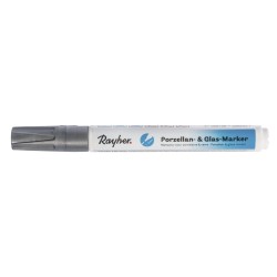 Marker Rayher pentru portelan si sticla, 1-2 mm, culoare argintiu