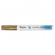 Marker Rayher pentru portelan si sticla, 1-2 mm, culoare auriu