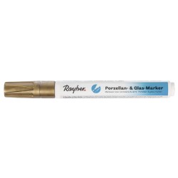 Marker Rayher pentru portelan si sticla, 1-2 mm, culoare auriu