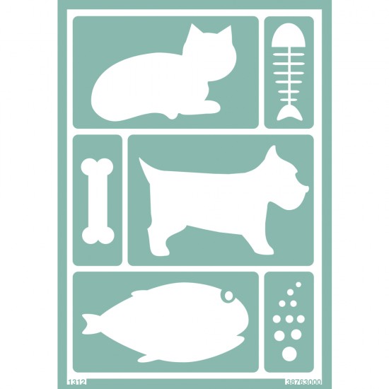 Soft Sablon: cat/dog/fish, DIN A5, self-adhesive, tab-bag 1pc