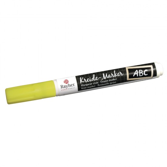 Marker creta Rayher, cu varf tip dalta 2-6 mm, culoare galben fluorescent