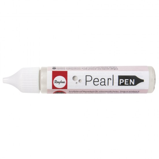 Pearl pen, Rayher, vopsea acrylica pe baza de apa pentru a forma margelute (perle), flacon de 28 ml, culoare alba