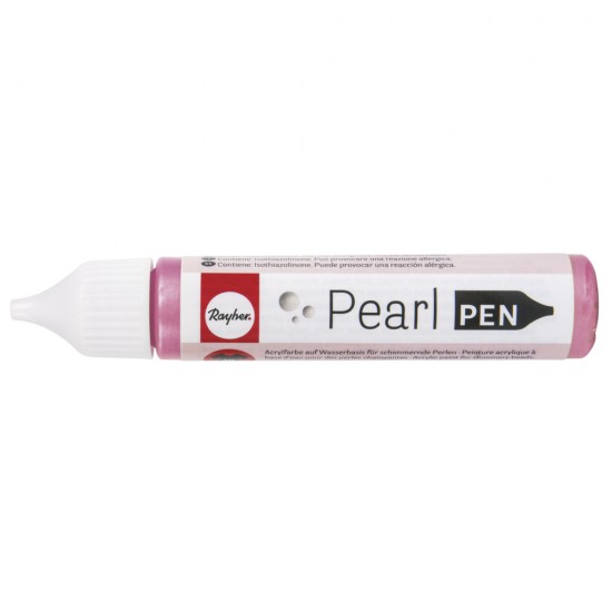 Pearl pen, Rayher, vopsea acrylica pe baza de apa pentru a forma margelute (perle), flacon de 28 ml, culoare roz