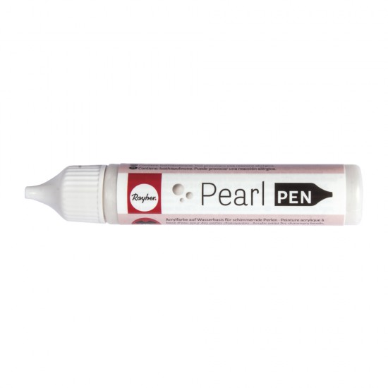 Pearl pen, Rayher, vopsea acrylica pe baza de apa pentru a forma margelute (perle), flacon de 28 ml, culoare argintiu