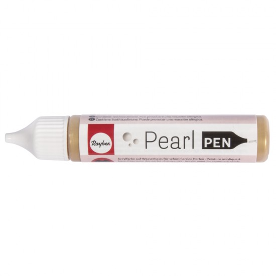 Pearl pen, Rayher, vopsea acrylica pe baza de apa pentru a forma margelute (perle), flacon de 28 ml, culoare auriu