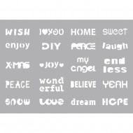 Sablon Rayher cu diverse inscrisuri, dimensiune 210x148 mm, adeziv