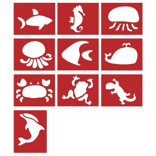 Sablon Rayher de hartie, cu animale marine, 10 modele diferite, dimensiune 7-11 cm