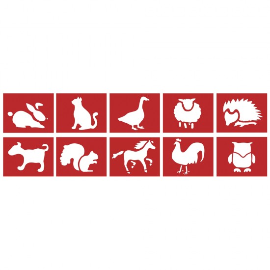 Sablon Rayher de hartie, cu animale, 10 modele diferite, tab-bag