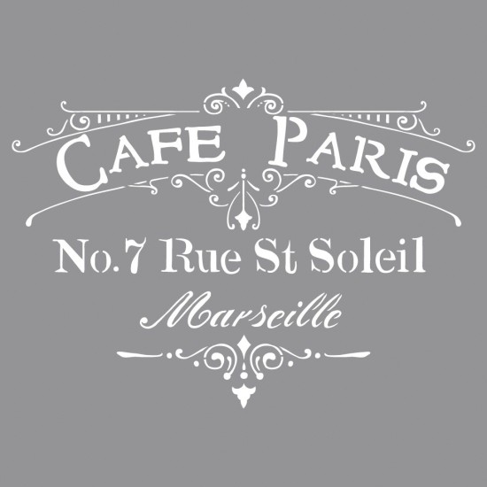 Sablon serigrafic Cafe Paris, 30.5x30.5cm, tab-bag 1 pc.