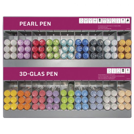 Set culori acrilice Rayher, Pearl-Pen / 3D Glas-Pen 28ml, 18 culori
