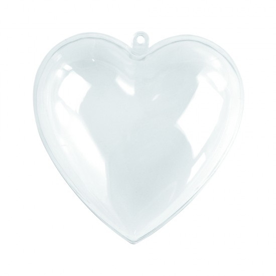 Inima plastic Rayher, cristal, 2 parti, 8 cm