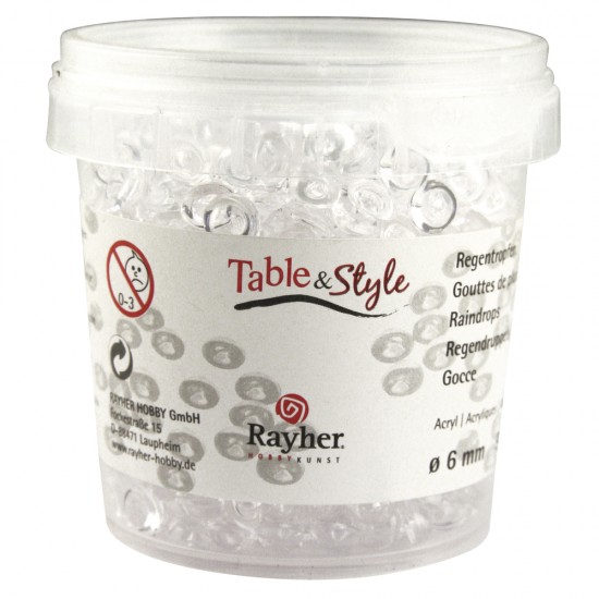 Pietricele acryl Rayher, 6mm, cristal, 90g/cutie