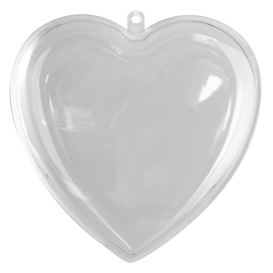 Inima plastic Rayher, cristal, 2 parti, 14 cm