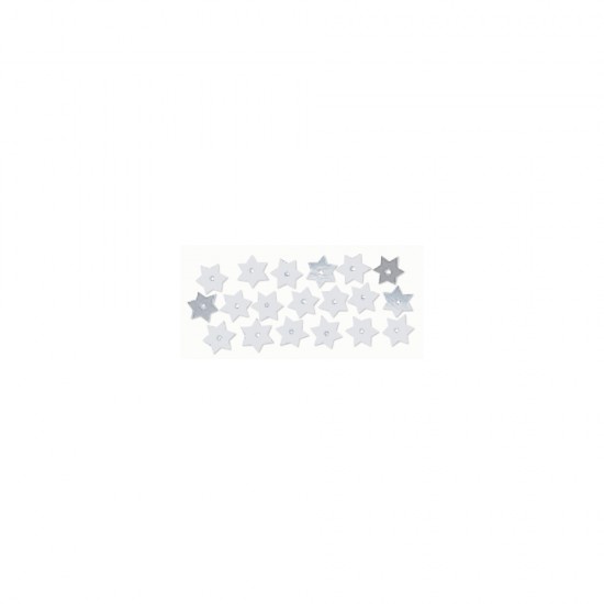 Star-shaped paillettes, 8mm, argintiu, tab-bag 500 pcs.