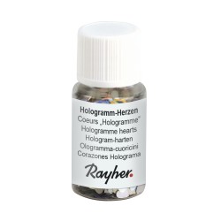 Hologramme hearts, 3 mm, argintiu, bottle 10 ml, PET