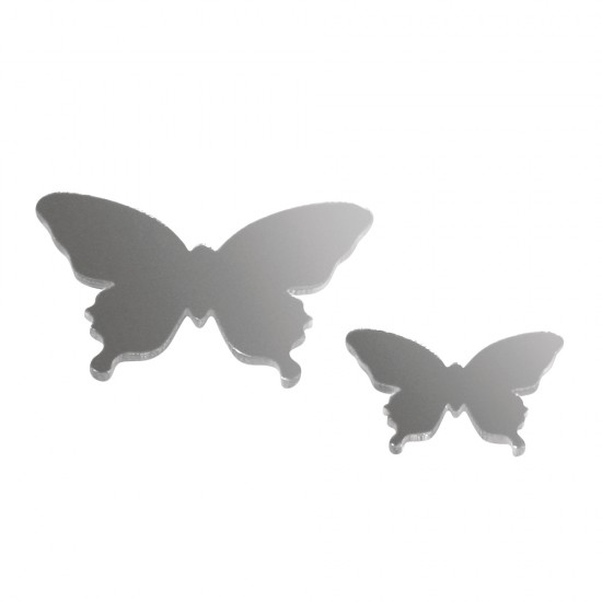 Fluturi plastic Rayher, oglinda, 2 + 3 cm, 18 buc/set