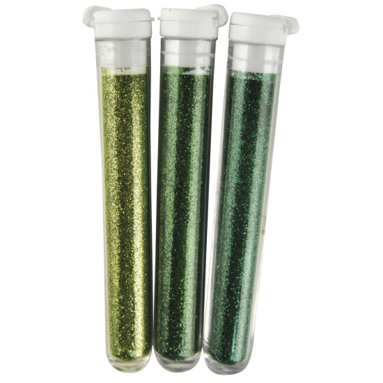 Sclipici fin, verde, 3 culori x 3 gr / set 