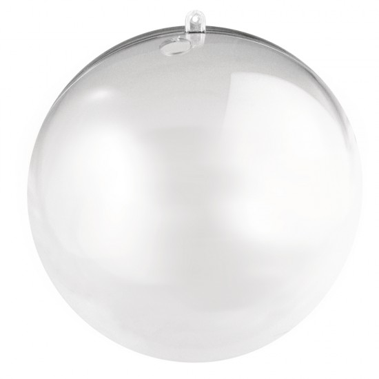 Glob plastic cristal, Rayher, D16cm, 2 parti, cu orificiu D1,5 cm pentru fir LED