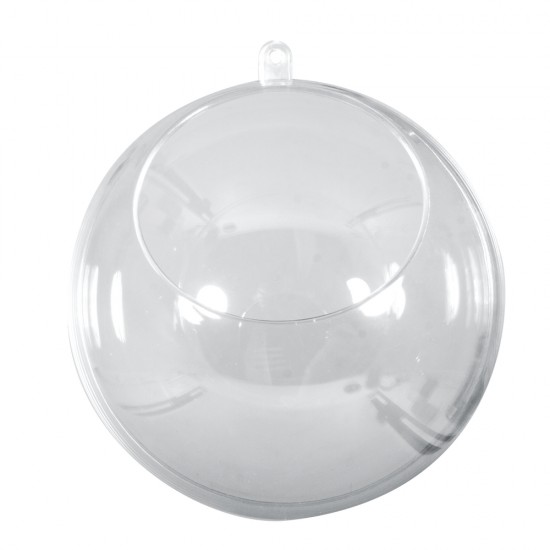 Glob plastic cristal, Rayher, D10cm, 2 parti, cu decupaj D6 cm, 4 buc/set